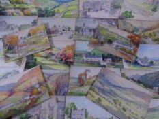 WALTER THOMAS watercolours on unframed card, possibly 1940s, approximately twenty, 19 x 27cms