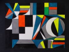 SHAN ECCLES (an emerging Deganwy artist), acrylic colourful geometric abstract study, signed, 30 x