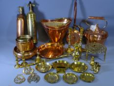 BRASS & COPPERWARE including Auto Minimax vintage brass fire extinguisher ETC