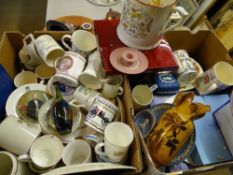 COMMEMORATIVE CHINA - Wedgwood Jasperware in various colours, boxed Wedgwood plates, twin-handled