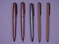 SHEAFFER -1997-2008 Brushed Chrome Sheaffer Prelude ballpoint pen with gold trim made in USA, in