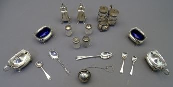 HALLMARKED CONDIMENT ITEMS AND SMALL SILVER, a mixed quantity, 9.7 troy ozs weighable, various assay