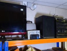LG FLATSCREEN TV, portable radios, Schneider HIFI system E/T