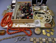 VINTAGE & LATER COSTUME JEWELLERY & WATCHES to include a good selection of large hoop earrings and