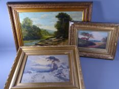 LATE 19TH/EARLY 20TH CENTURY FRAMED OIL PAINTINGS (3) to include W T GRIFFITHS oil on board -