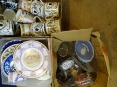 COMMEMORATIVE CHINA & GLASSWARE including Jasperware, Limited Edition plates, Wedgwood tankards ETC