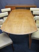 DAVID JOEL BIRDS EYE MAPLE DINING SUITE comprising rectangular top sideboard with glass inset,