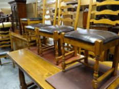 MODERN WILLIS & GAMBIER OAK DINING SUITE comprising sideboard, 156cms wide, draw leaf dining