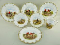 ROYAL CROWN DERBY FIELD SPORTS CHINA, comprising four cabinet plates, two dessert dishes and a