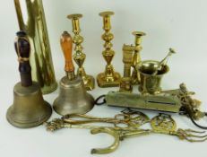 COLLECTION OF VINTAGE BRASS, including WWI artillery shell with presentation inscription dated 1919,