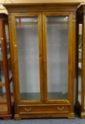 MODERN VICTORIAN-STYLE CHINA CABINET, cavetto cornice above double-glazed doors and under drawer,