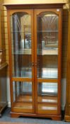 MODERN CHINA CABINET, vertical fan-cut double glazed doors, 95cms wide