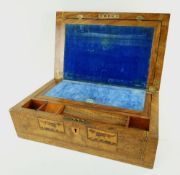 TUNBRIDGEWARE BURR WALNUT MARQUETRY WRITING SLOPE, top and front decorated with view of Eridge