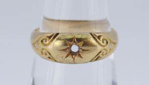 YELLOW METAL LADIES RING, stone missing, believed gold, size P, 5.3gms