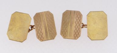 CASED PAIR OF 9CT GOLD CUFFLINKS engine turned in box marked W. E. Watts of Derby, 4.8gms