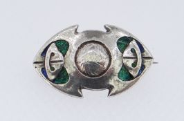 ART NOUVEAU SILVER & ENAMEL BROOCH by William Hair Haseler, Birmingham 1908, in the Liberty style of