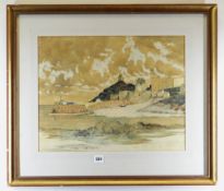 MODERN BRITISH watercolour - Harbour Beach, Tenby, unsigned, 38 x 48cms (framed and glazed)