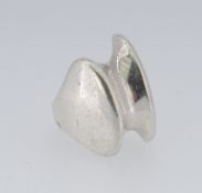 GEORG JENSEN SILVER RING of modernist double ridge design marked '925 S Denmark Georg Jensen 140',