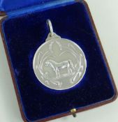 BOXED SILVER WELSH PONY & COB SOCIETY MEDAL, by Mappin & Webb, Birmingham 1913, decorated with