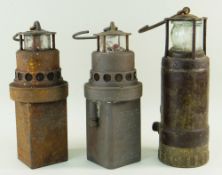 THREE VINTAGE MINERS LAMPS, comprising an Oldham Type 'F' and two International Gas Detectors Ltd (