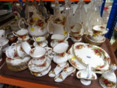 COLLECTION OF ROYAL ALBERT 'OLD COUNTRY ROSES' TEA & COFFEE WARES with two boots table bell ETC