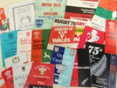 SEVEN FOLDERS OF RUGBY UNION PROGRAMMES 1960s / 1970s including Wales International and tour