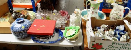 LARGE COLLECTION OF ASSORTED PORCELAIN & GLASS including Staffordshire spaniel, Wedgwood 'Sarah's