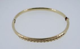 9CT GOLD BANGLE, 5.2gms
