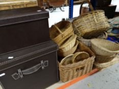 COLLECTION OF RURAL WICKER & OTHER WOVEN BASKETS together with a collection of ethnic woven bags,