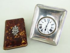 GEORGE V GOLIATH POCKET WATCH, in silver easel-back frame hallmarked for Birmingham 1919, 10cms