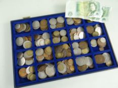 ASSORTED MAINLY GB & FOREIGN COINS AND NOTES in sectional coin case to include appearing to be