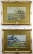C. KIPLING pair of watercolours - river meadow landscapes with cows, 24 x 34cms