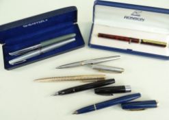 ASSORTED COLLECTABLE PENS to include cased Ronson ballpoint pen, Parker fountain pen, Parker