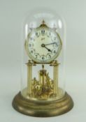 GERMAN 'SCHATZ' ANNIVERSARY CLOCK, under glass dome