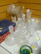 ASSORTED CUT GLASS & CRYSTAL TABLEWARE including table lamp and champagne bucket