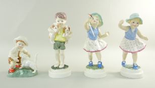 FOUR ROYAL WORCESTER FIGURINES MODELLED BY F.G. DOUGHTY OF CHILDREN including 'All Mine' no.3519, '