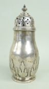 GEORGE V SILVER SUGAR CASTER OR MUFFINEER, E S Barnsley & Co., Birmingham 1912, of heavy gauge and