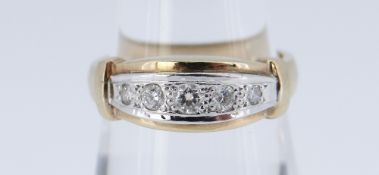 9CT GOLD FIVE STONE DIAMOND RING of graduating design, size O, 4.1gms in box
