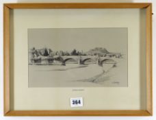 E J MAYBERY pencil drawing - titled to mount 'Caerleon', signed, 15 x 25cms