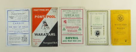 GROUP OF 1940S & EARLIER RUGBY UNION PROGRAMMES comprising Pontypool v The Waratahs (1927) (