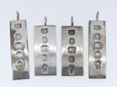 FOUR SIMILAR SILVER INGOT PENDANTS, 122.4gms (4)