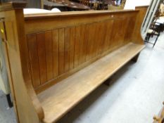 VINTAGE JOINED OAK CHURCH PEW, 247cms wide