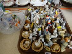 LARGE COLLECTION OF WADE & OTHER CHINA ANIMAL FIGURINES and some miniature brass items