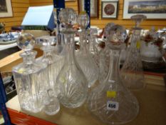 ASSORTED MODERN & CUT GLASS DECANTERS (12)