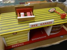 VINTAGE WOODEN TOY SERVICE GARAGE with Esso sign and petrol pump (3)