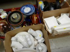 LARGE QUANTITY OF ASSORTED POTTERY including stoneware demijohn, group of Staffordshire blue and