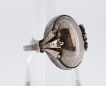 GEORG JENSEN SILVER RING of oval shape marked '925 S Denmark Georg Jensen 51', ring size L, 6.4gms