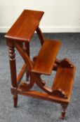 REPRODUCTION MAHOGANY THREE-STEP LIBRARY LADDER, 81cms high