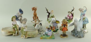 SMALL COLLECTION OF CONTINENTAL PORCELAIN FIGURINES including Royal Copenhagen figure of a girl