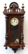EARLY 20TH CENTURY GUSTAV BECKER WALNUT VIENNA-TYPE WALL CLOCK with architectural pediment, column-